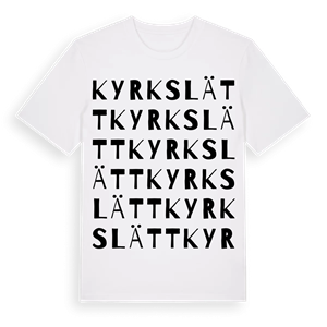 Kyrkslätt ordlek t-shirt – ekologisk bomull t-shirt från Pinshirt