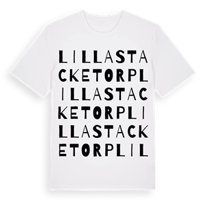 Lilla Stacketorp ordlek t-shirt – ekologisk bomull t-shirt från Pinshirt