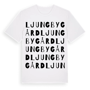 Ljungby gård ordlek t-shirt – ekologisk bomull t-shirt från Pinshirt