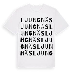 Ljungnäs ordlek t-shirt – ekologisk bomull t-shirt från Pinshirt