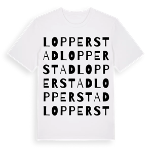 Lopperstad ordlek t-shirt – ekologisk bomull t-shirt från Pinshirt