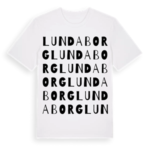 Lundaborg ordlek t-shirt – ekologisk bomull t-shirt från Pinshirt