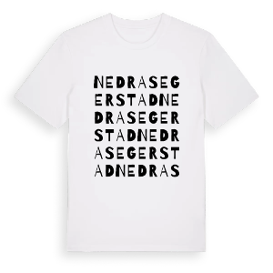 Nedra Segerstad ordlek t-shirt – ekologisk bomull t-shirt från Pinshirt