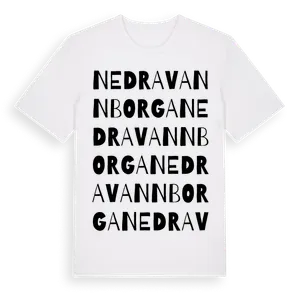 Nedra Vannborga ordlek t-shirt – ekologisk bomull t-shirt från Pinshirt