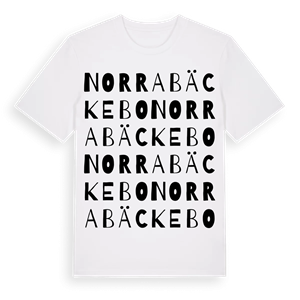 Norra Bäckebo ordlek t-shirt – ekologisk bomull t-shirt från Pinshirt