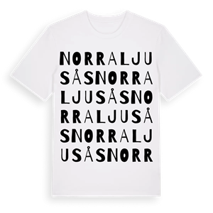 Norra Ljusås ordlek t-shirt – ekologisk bomull t-shirt från Pinshirt