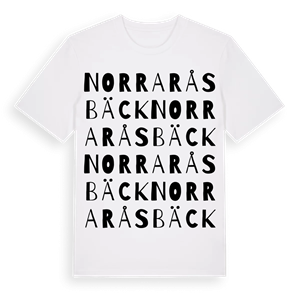 Norra Råsbäck ordlek t-shirt – ekologisk bomull t-shirt från Pinshirt