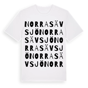 Norra Sävsjö ordlek t-shirt – ekologisk bomull t-shirt från Pinshirt
