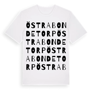Östra Bondetorp ordlek t-shirt – ekologisk bomull t-shirt från Pinshirt