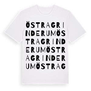 Östra Grinderum ordlek t-shirt – ekologisk bomull t-shirt från Pinshirt