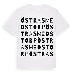 Östra Smedstorp ordlek t-shirt – ekologisk bomull t-shirt från Pinshirt
