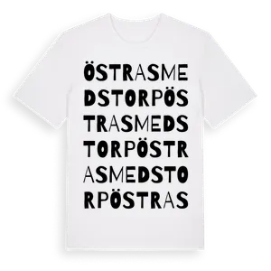Östra Smedstorp ordlek t-shirt – ekologisk bomull t-shirt från Pinshirt