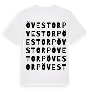 Övestorp ordlek t-shirt – ekologisk bomull t-shirt från Pinshirt
