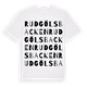 White t-shirt med Rudgölsbacken ordlek t-shirt