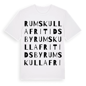 Rumskulla fritidsby ordlek t-shirt – ekologisk bomull t-shirt från Pinshirt