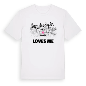 Någon i Sandås älskar mig t-shirt – ekologisk bomull t-shirt från Pinshirt