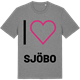 Mid Heather Gray t-shirt med Jag älskar Sjöbo t-shirt stort tryck