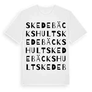 Skedebäckshult ordlek t-shirt – ekologisk bomull t-shirt från Pinshirt