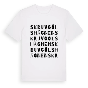 Skruvgölshägnen ordlek t-shirt – ekologisk bomull t-shirt från Pinshirt