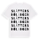 White t-shirt med Slåttersnölingen ordlek t-shirt