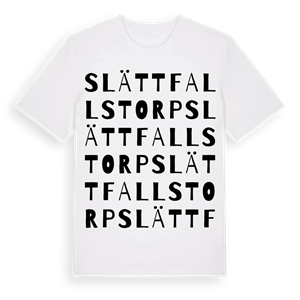 Slättfallstorp ordlek t-shirt – ekologisk bomull t-shirt från Pinshirt