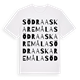 White t-shirt med Södra Askaremåla ordlek t-shirt