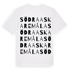 Södra Askaremåla ordlek t-shirt – ekologisk bomull t-shirt från Pinshirt