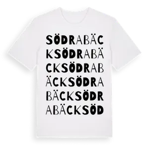 Södra Bäck ordlek t-shirt – ekologisk bomull t-shirt från Pinshirt