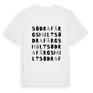 Södra Färgshult ordlek t-shirt – ekologisk bomull t-shirt från Pinshirt