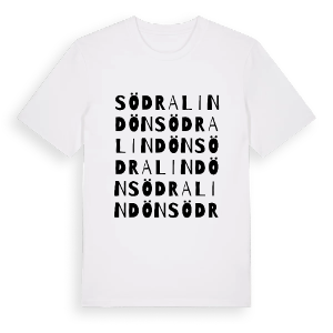 Södra Lindön ordlek t-shirt – ekologisk bomull t-shirt från Pinshirt