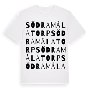Södra Målatorp ordlek t-shirt – ekologisk bomull t-shirt från Pinshirt