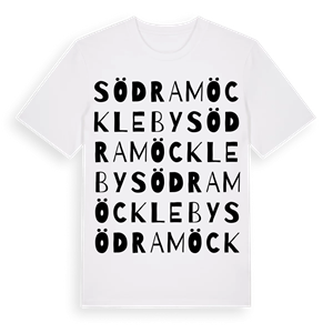 Södra Möckleby ordlek t-shirt – ekologisk bomull t-shirt från Pinshirt