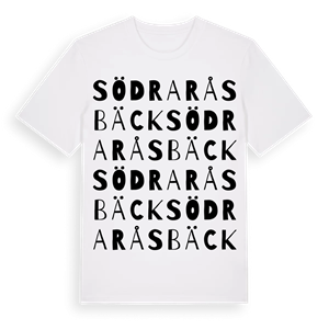 Södra Råsbäck ordlek t-shirt – ekologisk bomull t-shirt från Pinshirt