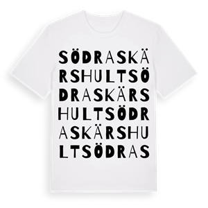Södra Skärshult ordlek t-shirt – ekologisk bomull t-shirt från Pinshirt