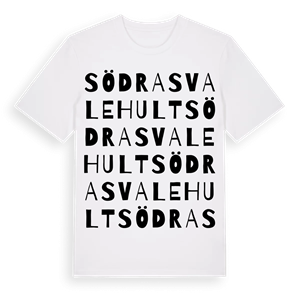 Södra Svalehult ordlek t-shirt – ekologisk bomull t-shirt från Pinshirt