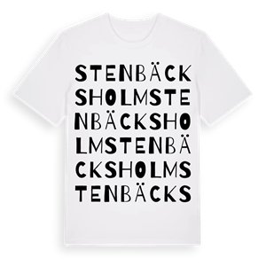 Stenbäcksholm ordlek t-shirt – ekologisk bomull t-shirt från Pinshirt
