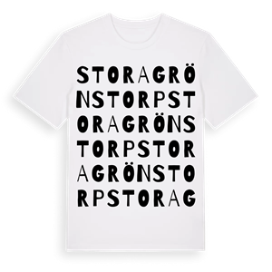 Stora Grönstorp ordlek t-shirt – ekologisk bomull t-shirt från Pinshirt