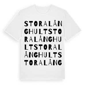Stora Långhult ordlek t-shirt – ekologisk bomull t-shirt från Pinshirt