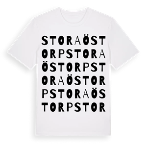 Stora Östorp ordlek t-shirt – ekologisk bomull t-shirt från Pinshirt