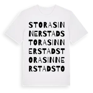 Stora Sinnerstad ordlek t-shirt – ekologisk bomull t-shirt från Pinshirt