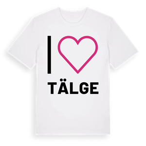 Jag älskar Tälge t-shirt stort tryck – ekologisk bomull t-shirt från Pinshirt