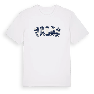 Valbo college t-shirt – ekologisk bomull t-shirt från Pinshirt