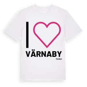 Jag älskar Värnaby t-shirt stort tryck – ekologisk bomull t-shirt från Pinshirt