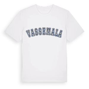 Vassemala college t-shirt – ekologisk bomull t-shirt från Pinshirt