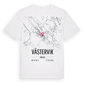 Västervik karta t-shirt – ekologisk bomull t-shirt från Pinshirt