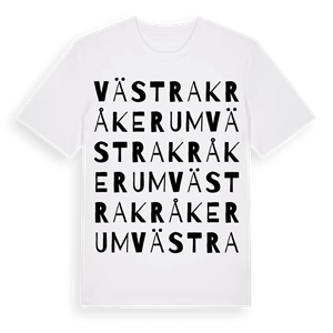 Västra Kråkerum ordlek t-shirt – ekologisk bomull t-shirt från Pinshirt