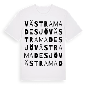 Västra Madesjö ordlek t-shirt – ekologisk bomull t-shirt från Pinshirt