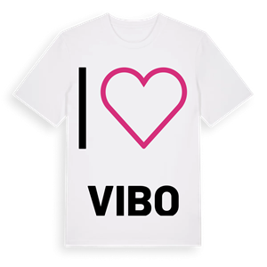Jag älskar Vibo t-shirt stort tryck – ekologisk bomull t-shirt från Pinshirt