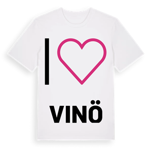 Jag älskar Vinö t-shirt stort tryck – ekologisk bomull t-shirt från Pinshirt