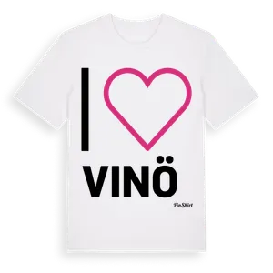 Jag älskar Vinö t-shirt stort tryck – ekologisk bomull t-shirt från Pinshirt